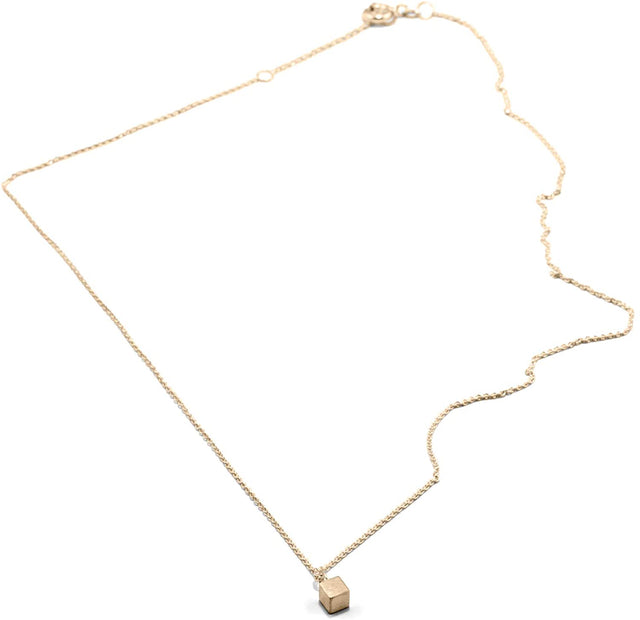 Kette Cube, Gold 585, Länge 43 cm, Würfel 4mm, Handmade in Germany, Jonathan Radetz Jewellery