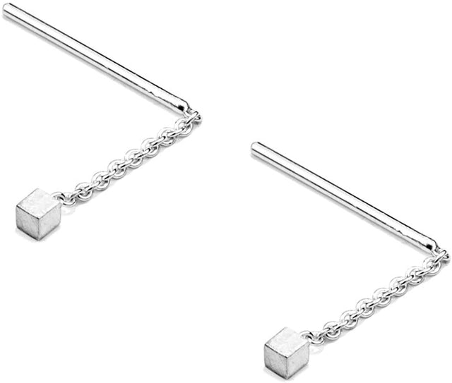 Stecker CUBE, Silber 925, Sterlingsilber, CUBE 4 mm, Handmade in Germany, Jonathan Radetz Jewellery