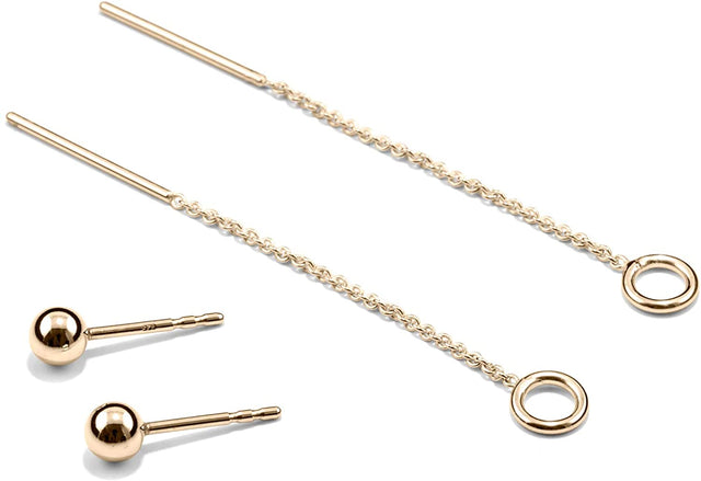 Ohrringe SPHERE & LOOP, Gold 585, Loop 5 & 10, Kugel 4mm, Handmade in Germany, Jonathan Radetz Jewellery
