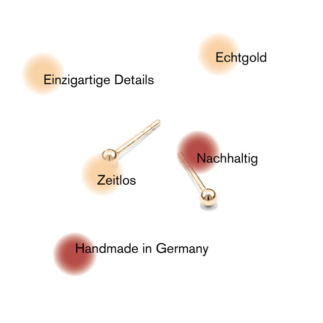 Ohrstecker fineSPHERE, Gold 585, Kugel 2,5mm, Handmade in Germany, Jonathan Radetz Jewellery