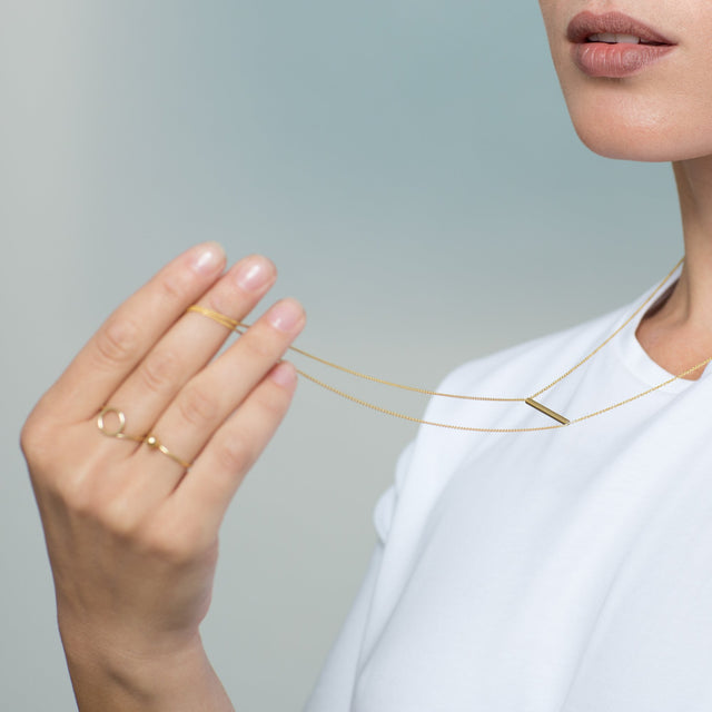 Kette Belong, Gold 585, Länge 80 cm, Handmade in Germany, Jonathan Radetz Jewellery