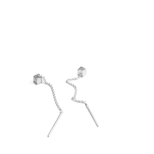 Stecker CUBE, Silber 925, Sterlingsilber, CUBE 4 mm, Handmade in Germany, Jonathan Radetz Jewellery