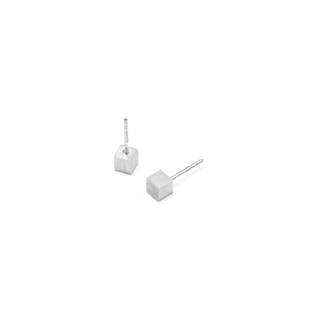 Stecker CUBE, Silber 925, Sterlingsilber, CUBE 4 mm, Handmade in Germany, Jonathan Radetz Jewellery