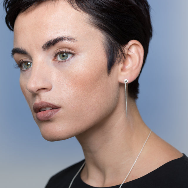 Ohrringe SPHERE & LOOP, Silber 925, Loop 5 & 10, Kugel 4mm, Handmade in Germany, Jonathan Radetz Jewellery