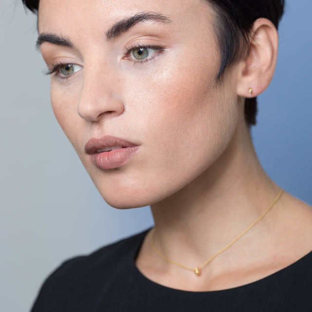Ohrringe SPHERE & LOOP, Gold 585, Loop 5 & 10, Kugel 4mm, Handmade in Germany, Jonathan Radetz Jewellery