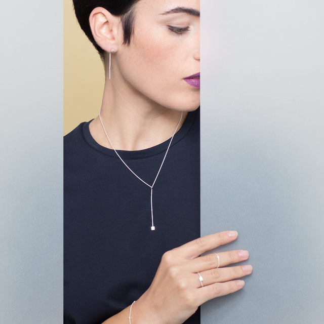 Stecker CUBE, Silber 925, Sterlingsilber, CUBE 4 mm, Handmade in Germany, Jonathan Radetz Jewellery