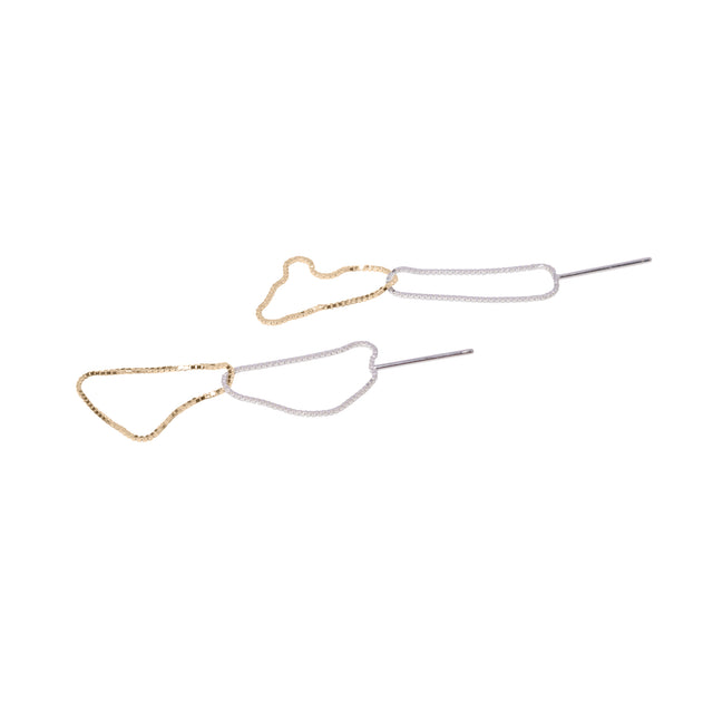 Stecker FINEFINE, zweifarbig in Gold 585, 14 Karat und 925 Sterling Silber, Länge 50 mm, Handmade in Germany, Jonathan Radetz Jewellery