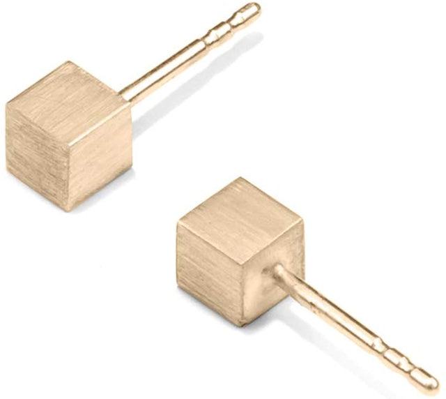 Stecker CUBE, Gold 585, CUBE 4 mm, Handmade in Germany, Jonathan Radetz Jewellery