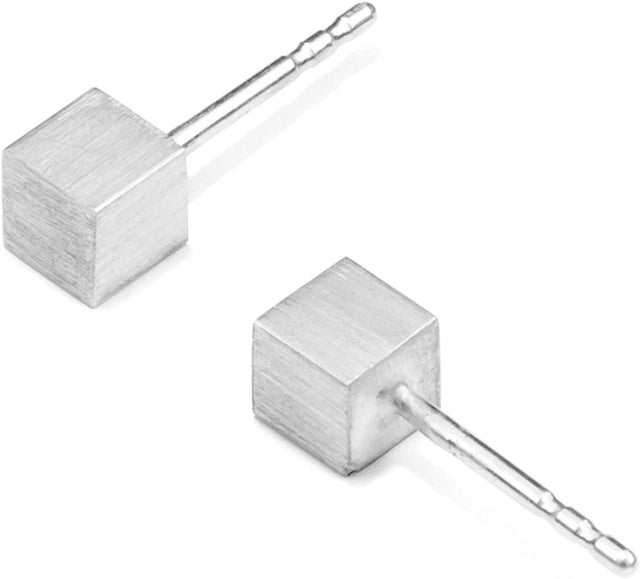 Stecker CUBE, Silber 925, Sterlingsilber, CUBE 4 mm, Handmade in Germany, Jonathan Radetz Jewellery