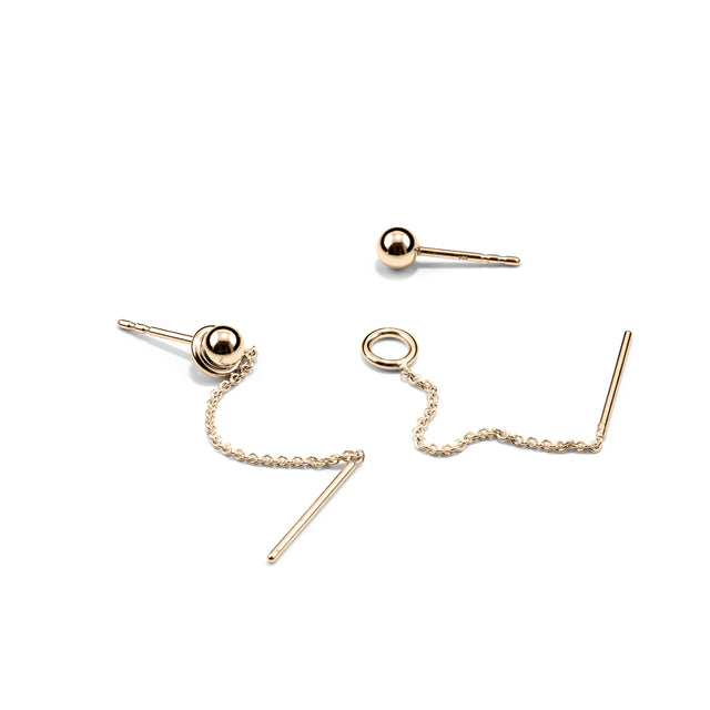 Ohrringe SPHERE & LOOP, Gold 585, Loop 5 & 10, Kugel 4mm, Handmade in Germany, Jonathan Radetz Jewellery