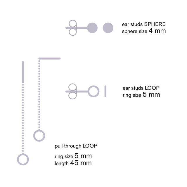 Ohrringe SPHERE & LOOP, Silber 925, Loop 5 & 10, Kugel 4mm, Handmade in Germany, Jonathan Radetz Jewellery